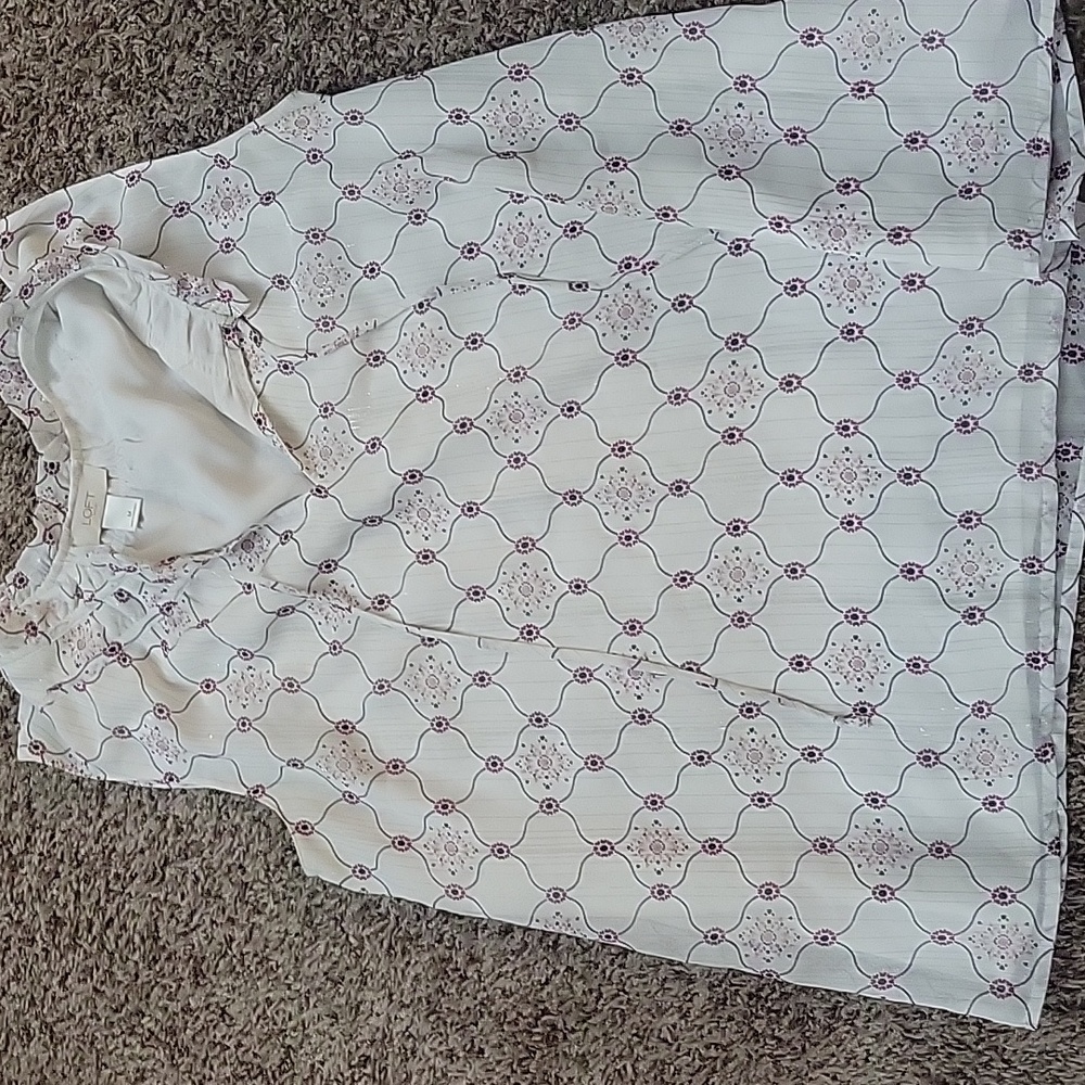 White with pink flower blouse